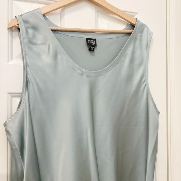 Eileen Fisher 100% Silk Tank Top Blouse Size 2X Green - Picture 3 of 6